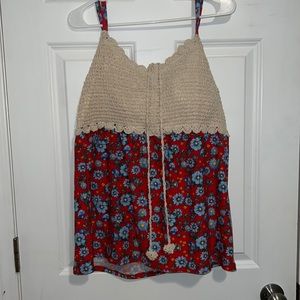 Floral red tank top